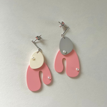 Load image into Gallery viewer, Pink White Grey Earrings
