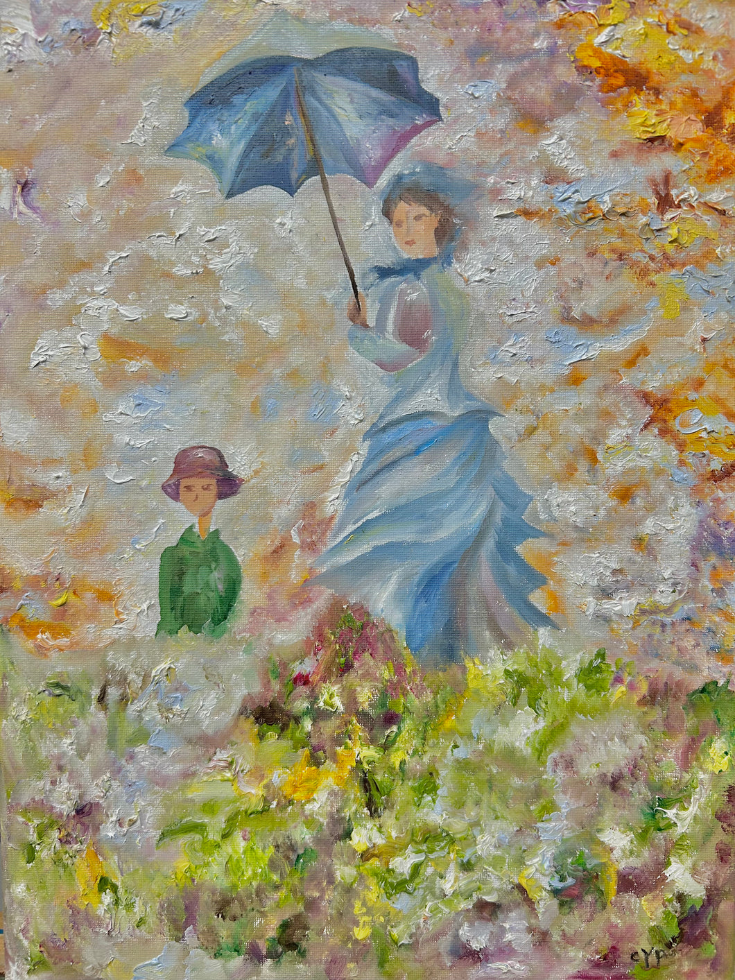 Monet's woman in parasol in colour I see